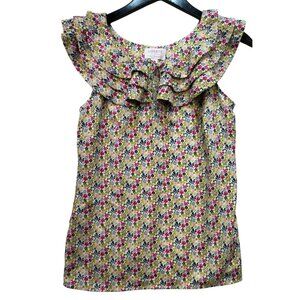 Liberty Of London For Target Floral Ruffle Top S Cotton Multicolor